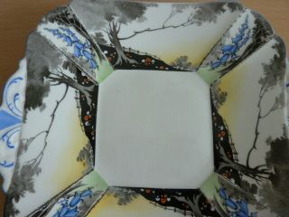 RARE SHELLEY QUEEN ANNE SHAPED CAKE PLATE - WOODLAND BLUEBELLS PATTERN 2