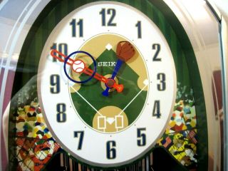 Seiko Melodies In Motion Musical Baseball Wall Clock Rare 3