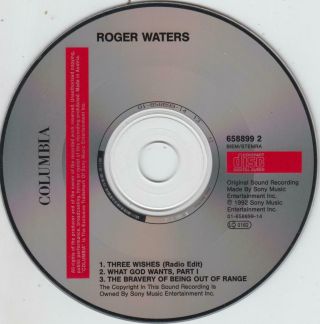 ROGER WATERS - THREE WISHES RARE EU 3 - TRACK CD SINGLE (1992) 3