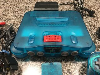 RARE Funtastic Ice Blue Nintendo 64 N64 Bundle Cables,  Controller,  Expansion Pak 2