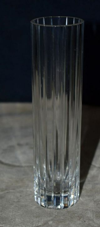 Rare Baccarat France Harmonie Pattern Cut Crystal " Bud Vase " - Signed