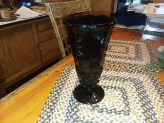Vintage Rare Westmoreland Glass Paneled Grape Large Black Vase