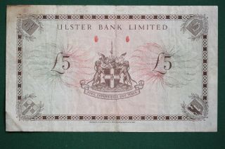 1966 Ulster Bank,  Five pound,  £5 banknote,  No Prefix RARE [11168] 2