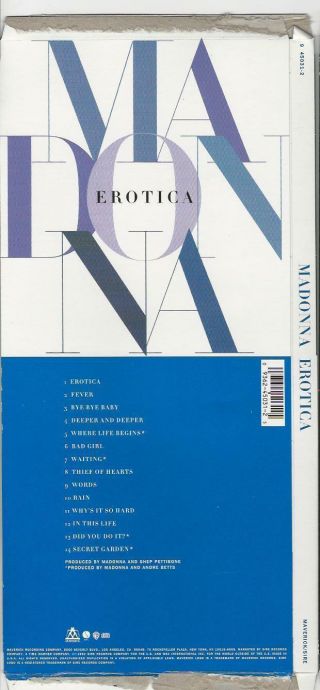 MADONNA Erotica - rare CD Long Box - no cd longbox only 2