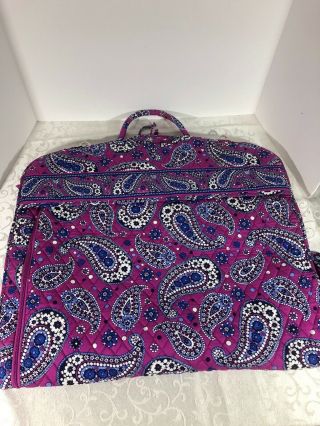 Vera Bradley Boysenberry Quilted Garment Bag Outside Pocket Strap & Hook Rare 2