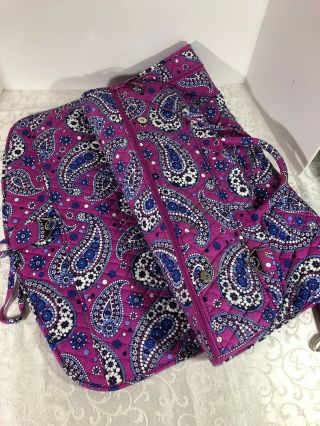 Vera Bradley Boysenberry Quilted Garment Bag Outside Pocket Strap & Hook Rare 3
