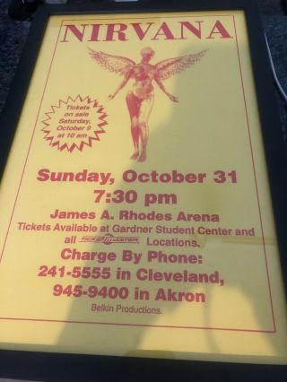 1993 Nirvana Akron Ohio Art Print Poster Concert Tour Poster 11x17 Rare