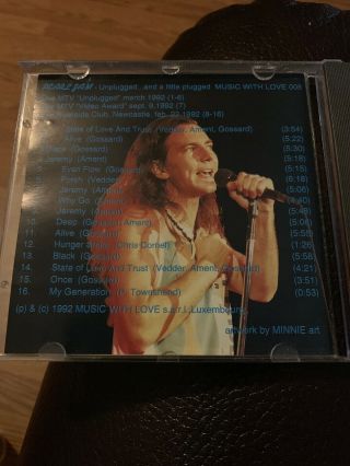 Pearl Jam Unplugged and a little plugged CD Rare Live Luxembourg Import Vedder 3