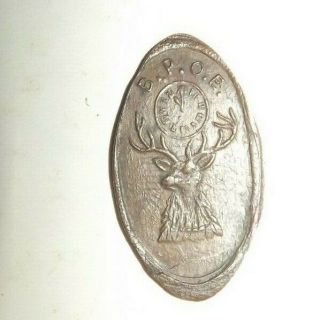 Rare Elks Lodge Club Elongated Flattened Indian Head Penny 1890 Coin B.  P.  O.  E.