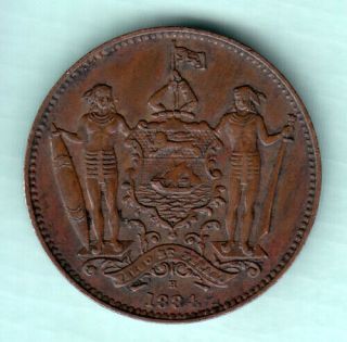 British North Borneo Malaysia 1884 Extremely Rare Copper Cent Coin 26