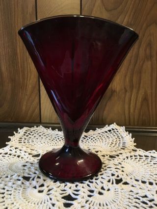 Vintage Ruby Fan Vase Rare Estate Find