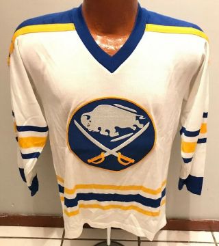 Vintage 1970s Buffalo Sabres Nhl Sandow Sporting Knit Hockey Jersey L Rare Htf