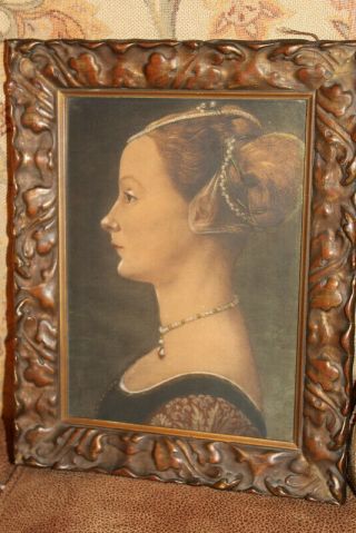 Rare Antique Print I Believe Lady Francesca From Milan Adorned Very Old