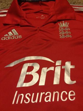 Rare England Cricket Adidas Jersey Climacool Authentic Red United Kingdom 2