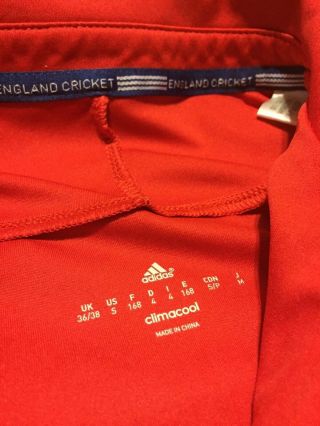 Rare England Cricket Adidas Jersey Climacool Authentic Red United Kingdom 7