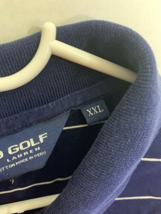 RARE Ralph Lauren Pine Valley Golf Club Polo Golf Polo 2XL LS Blue Striped 4