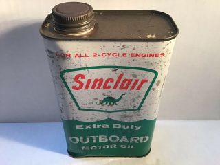 Vintage Sinclair Outboard Rare Oil Can Quart Nos Metal Rare Sign Tin Handy Shell