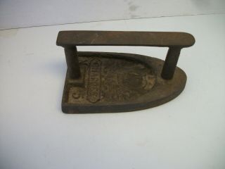 Rare Antique French Clothes Pressing Iron Cast Iron Sad Marked " Chappee No.  5 "
