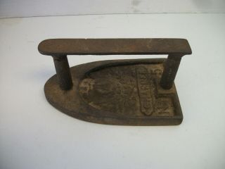 Rare Antique French Clothes Pressing Iron cast iron sad marked 