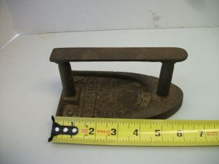 Rare Antique French Clothes Pressing Iron cast iron sad marked 