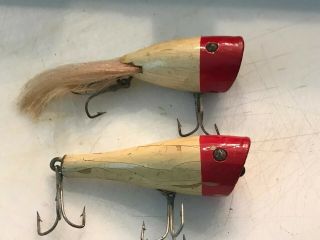 2 Rare Vintage Wood Glass Eye Fishing Lures