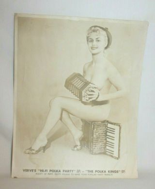 1957 Verve Record Store Advertising Poster " Hi - Fi Polka Party " Risque Rare 11x14