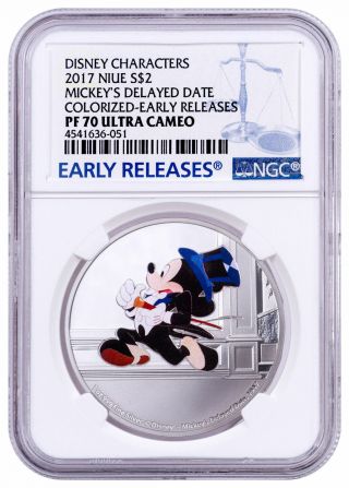2017 Niue Mickey Mouse 1 Oz.  Silver Ngc Pf70 Rare Coin