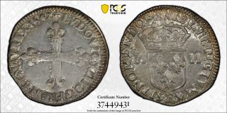 1642 - F France 1/4 Ecu Pcgs Ms62 - Rare - Krause $350 In Xf