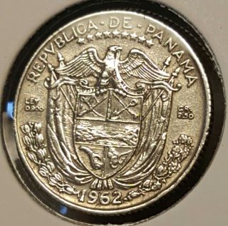 Rare - 1962 Panama 10 Cents Dime 1 Décimo Silver Coin Km 10