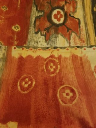 2 Rare IKEA Red Rust Yellow Green Tribal Aztec Indian Curtains Boho 5