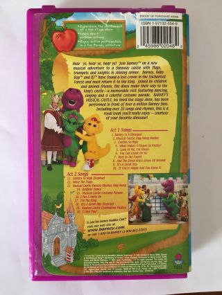 VHS - Barney’s Musical Castle RARE Never On TV Purple Clamshell Case Barney 70m 2