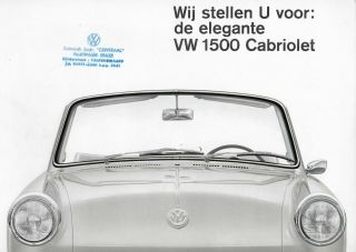 Rare Volkswagen Vw 1961 Type 3 Notchback Convertible Sales Brochure Dutch