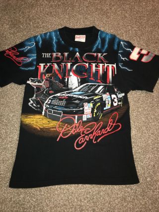 Rare Vintage 90s Dale Earnhardt Black Knight All Over Print T Shirt Sz Medium