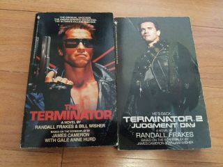 The Terminator 1 And 2 By Randall Frakes Rare Paperbacks.  Bantam 1985 And 1991.
