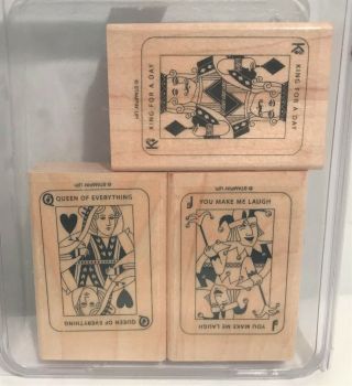 Stampin Up Playing Cards Game Deck King Queen Wood Rubber Stamps Set Rare
