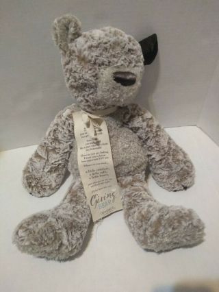 Euc Rare Demdaco 2017 Gray Happy Giving Bear Corduroy Ear 18 " Stuffed Plush Toy