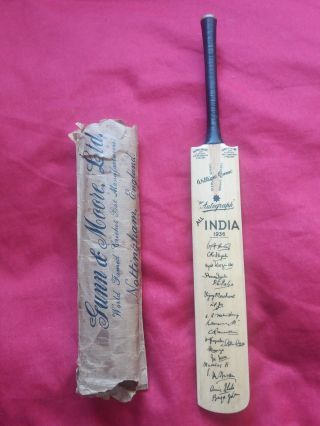 Autograph Miniature Cricket Bat - Gunn & Moore - India Test Team 1936 - Rare.