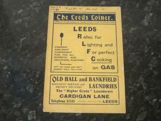 Leeds V Huddersfield Championship League Programme - Dated 1939 (very Rare)