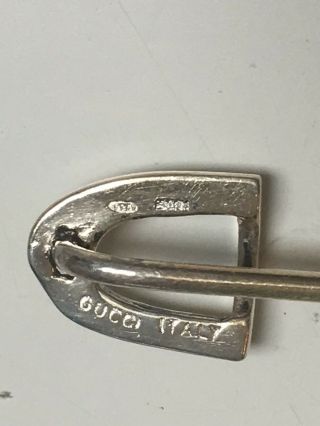 GUCCI Rare Vintage 1970 ' s Sterling silver stick pin equine stirrup motif 4
