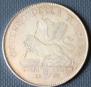 Quatrini Cento 1859 Fiorino / Tuscana Very Rare Silver Coin