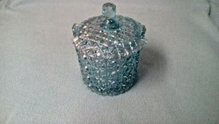 Fenton Glass Rare Blue Pearl Iridescent Covered Ice Bucket / Trinket Box