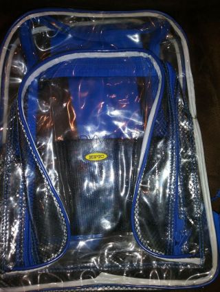 Vtg Rare Mandy Moore Epic Book Bag Back Pack Many Zippers Clear Transparent