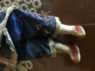 Antique Rare Chinese doll ca 1900s on orig body and outfit ht 32cm 5