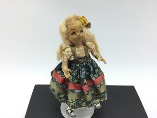Vintage Tiny Town Rare Felt Doll Alma Leblanc Miniature Doll House Blonde Htf