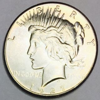 1927 Peace Dollar Solid Gem Bu,  Rare Key Date Knockout Piece Wow Coin Nr 3184
