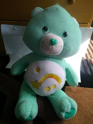 Euc Rare Large Wish Care Bear 26 " Plush Blue/teal/green Stuffed Toy 2004 W/ Star