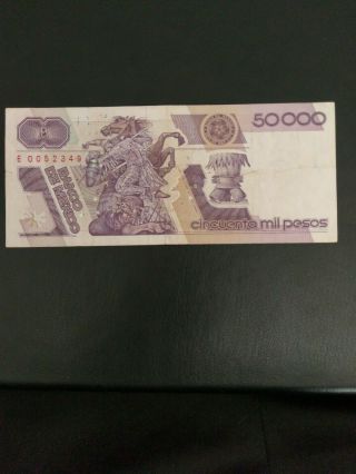 50,  000 Pesos Bill (1990 Series),  RARE in Circulated 7/10 2
