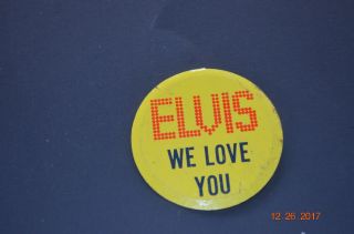 Elvis Pin - We Love You - Yellow - Rare