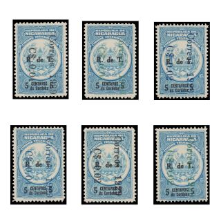 Rare Nicaragua Telegraph Stamp Scott 504 - 09 Year 1929.