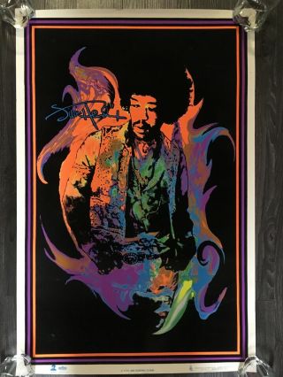 Jimi Hendrix Flame Velvet Black Light Poster 23x35 Rare Vintage 1737
